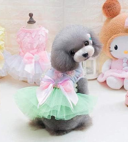 Pet Dog Dress Cute Girl Dogs Lace Skirt Puppy Princess Jumpsuit Party Floral Dresses Ribbon Bow Doggie Costumes