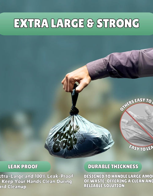 Load image into Gallery viewer, HEAVY Dootie Bags® VERY LARGE Dog and Cat Waste Poop Bags. 100 Count Strong Multi-Use, Leakproof with EZ Tie Handles and Gussets. Made with Corn Starch. Fits  and Swivel Bin Pooper Scoopers.
