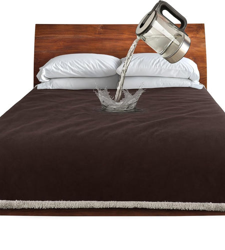 Waterproof Liquid Pee Proof Fleece Sherpa Blanket for Bed Couch Sofa, Protector Cover for Baby, Cozy Lining Throws for Camping Boating