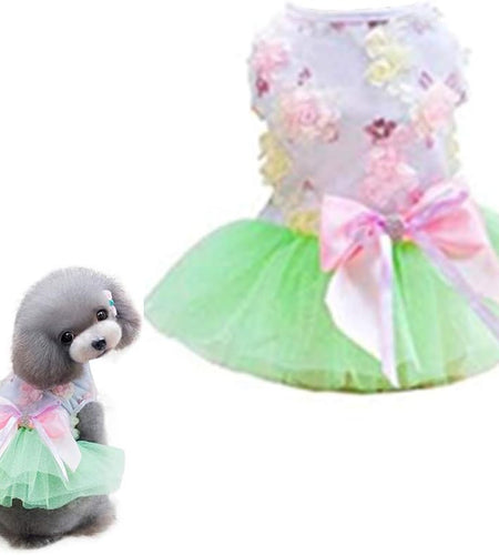 Pet Dog Dress Cute Girl Dogs Lace Skirt Puppy Princess Jumpsuit Party Floral Dresses Ribbon Bow Doggie Costumes