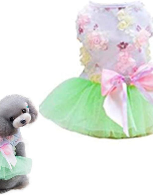 Load image into Gallery viewer, Pet Dog Dress Cute Girl Dogs Lace Skirt Puppy Princess Jumpsuit Party Floral Dresses Ribbon Bow Doggie Costumes
